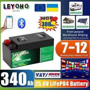 LiFePO4 배터리 24V 340Ah 8.7Kwh 6000+ 사이클 블루투스 25.6V 가정용 태양광 RV 골프 카트 리튬 유럽
