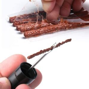 펑크 플랫 로드 MTB 자전거 타이어를 고정하기위한 고무 스트립 삽입 도구가있는 튜브리스 수리 키트