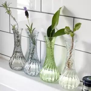 투명꽃병 주름 디자인 길쭉한 미니 유리병 꽃장식 공병 화병