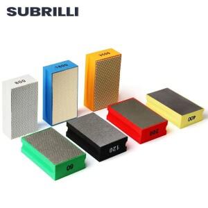SUBRILLI 다이아몬드 핸드 폴리싱 패드 전기 도금 레진 본드 샌딩 블록 대리석 화강암 유리 타일 세라믹용