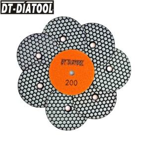 DT-DIATOOL 다이아몬드 건식 연마 패드 8피스 100mm 화강암 대리석 샌딩 디스크 용 유연한 전문 수지 본드