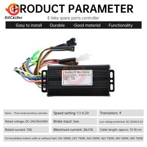 500W/750W 24V/36V/48V 26A 전기 자전거 사인파 브러시리스 컨트롤러 액세서리 홀이 있거나없는 스쿠터
