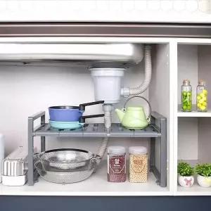 (DAMDA) 싱크인 선반 싱크대 하부장 4/5/6칸 폭조절 냄비 소스 양념