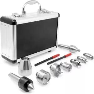 알루미늄 케이스가 포함된 WEN LA0009 9피스 MT2 우드 선반 드라이브 및 라이브 센터 키트