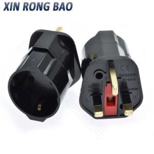 새로운 검정색 흰색 표면 독일/프랑스/러시아에서 영국 3 핀 250V 퓨즈 플러그 여행용 어댑터 소켓 유형 XD
