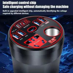 호환  200W 다기능 자동차 전원 인버터 12V24V 220V 변환기 Led 디스플레이 충전기 소켓 충전 자동차