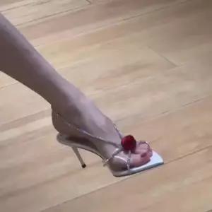 여자 여름 하이힐 힐 오픈토 스틸레토 일자 슬리퍼 신발 큐빅 KS5