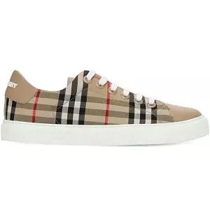 [버버리]버버리 빈티지 체크 모티프 캔버스 레더 스니커즈 아카이브 베이지 8038866
