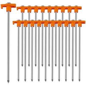 니쇼우 20대 텐트, 캠핑용 헤비 듀티 지상 말뚝, 10인치 아연 도금 비러스트 금속 텐트 페그 야외 캐노피 가든 하이킹을 위한 야드 말뚝 박기 -Orange