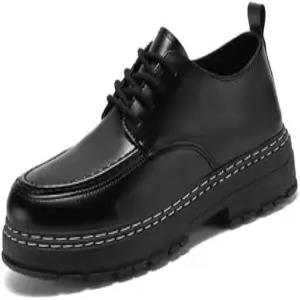 남성 레트로 플랫폼 드레스 슈즈 가죽 레이스 업 비즈니스 옥스포드 캐주얼 더비
