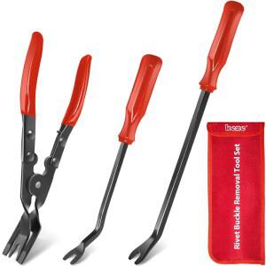 Keze 3개 자동 클립 플라이어 세트 및 패스너 리무버, 자동차 트림 리벳 제거 프라이 공구 수리 키트, 도어 패널, 실내 장식, 대시보드, 플라스틱 보관용 가방 포함