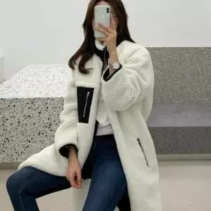 뽀글이후리스집업 여자 대학생 겨울 캠퍼스 룩 데일리 롱 후리스 뽀글이