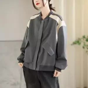 여성 가을 캐주얼 자켓 가죽 코트 스트랩 긴팔 OP3