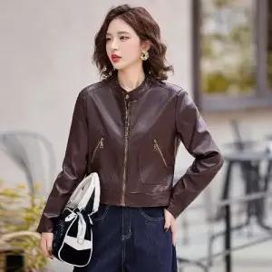 여사친 가을 가죽 재킷 톱 숏 코트 차이나 OP3