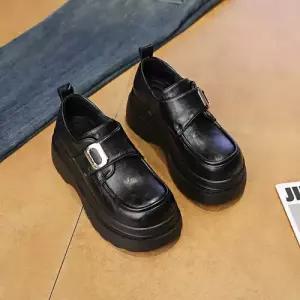 여사친 신발 단화 플랫 슈즈 리얼 가죽 통굽 로퍼 작은 구두 키높이 MF5