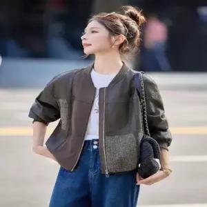 가을 캐주얼 여자 집업 가죽 아우터 차이나 점퍼 자켓 OP3