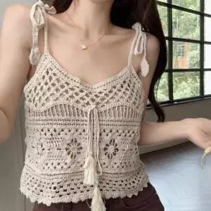 [옷은날개] 누누미소 민소매 펀칭블라우스 레이스나시 크로쉐니트