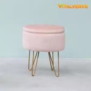 수납의자 마카롱 스틸 벨벳 다용도 스툴