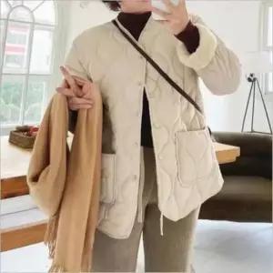 [SBD] 아우터 여성 보들보들한 2컬러 퀼팅 인조양털 라운드넥 누빔점퍼