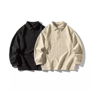 남성용 니트 캐주얼 트렌디 봄가을 솔리드 맨투맨 칼라 커플 칼라넥 OP3