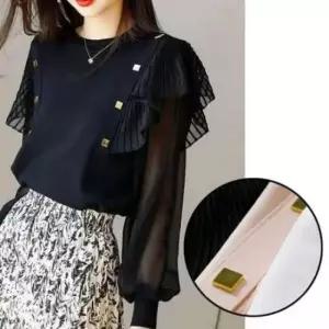 [SBD] 레이스 니트 여성 3컬러 가디건 블라우스 프릴 쉬폰 셔츠 긴팔 레이어드룩