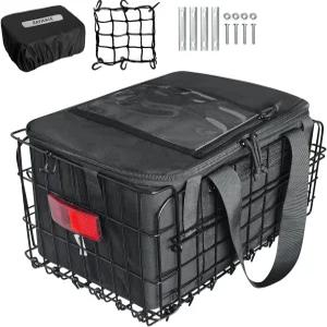 쿨러백과 카고 네트가 장착된 RAYMACE 자전거 바구니 후면 방수 커버 접이식 퀵 릴리스 디자인 전기 식료품