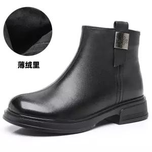 여성용 가을 워커힐 슈즈 진가죽 헨리넥 워커 옆지퍼 단화 통굽 앵클 빅사이즈 BE3