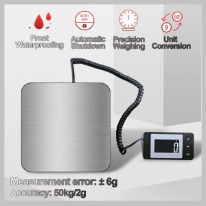 고정밀 디지털 저울 50kg2g 전자 플랫폼 유선무선 소포 애완 동물 익스프레스 무게 저울(백라이트 포함)