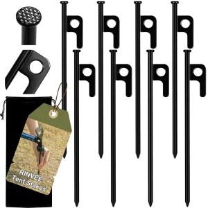 지상 야외 장식 캐노피를 위한 RINVEE 8 팩 텐트 스테이킹 헤비 듀티 단조 스틸 캠핑