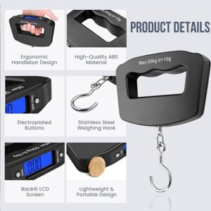1pc 50kg110lb 교수형 저울 휴대용 LCD 디지털 수하물 가방 처리 된 여행 물고기 무게 후크