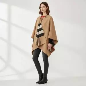 [버버리] 체크 리버서블 울 여성 케이프 판초 브라운 40294061 154367213