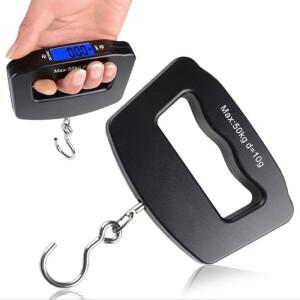 미니 디지털 규모 휴대용 전자 LCD 수하물 무게 균형 가방 여행 교수형 후크 저울 50kg
