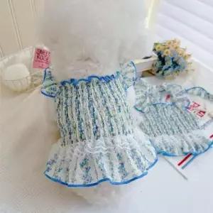 [반려] 강아지 원피스 펫용품 여름 치마 반려동물 머리핀세트 플라워 애견의류