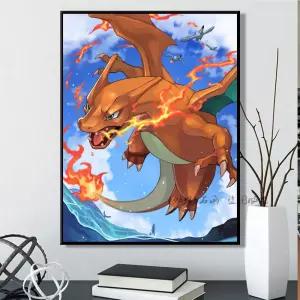 포켓몬 보석십자수 보석 캐릭터 장식 수공예 공예 선물 만들기 어린이 큐빅 카툰 분화룡