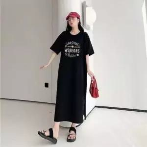 빅사이즈원피스 반팔 밑단트임 편한원피스 외출복