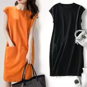 민소매 스타일 반팔 쿨 원피스 주머니 편한 데일리