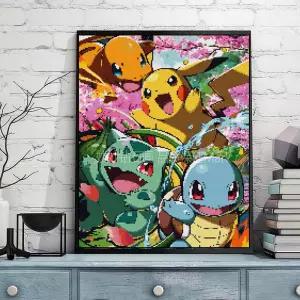 포켓몬 보석십자수 DIY 공예 선물 큐빅 수공예 보석 어린이 캐릭터 캔버스 꼬북이 드래곤