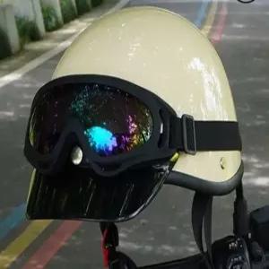 클래식 헬멧 레트로 오토바이 슈퍼커브 반모 페이스가드 블루 성인용