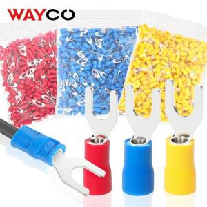 500PCS 포크 압착 단자 M4M5M6 스페이드 플러그 스플 라이스 전기 케이블 와이어 엔드 커넥터 용 사전 절연