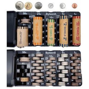 바이틴8 코인 카운터 분류기 2팩 미니 트레이 트레이, 커버 은행 변경 포함 카 홀더 텔러 사용하기 쉬운 좋은 선물