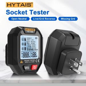 HYTAIS 디지털 소켓 테스터 배터리 전원 스마트 감지기 대형 백라이트 EU 미국 영국 플러그 접지 라이브 제