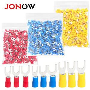 500PCS 포크 프 단자 절연 스페이드 러그 빠른 연결 전기 나사 케이블 M4/M5/M6 슈 플러그 와이어 커넥터