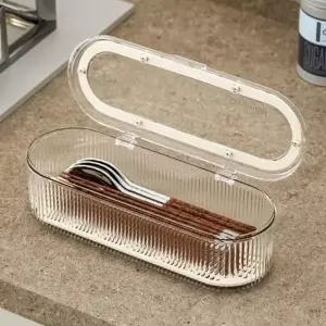 (색상 투명)투명 뚜껑 수저통 물빠짐 식기 정리함 수납함_24822580