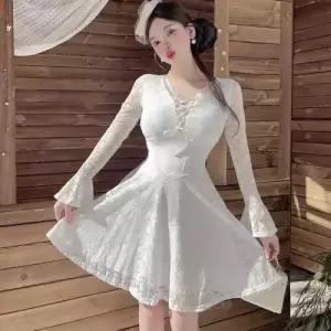 레이어드 펀칭 프렌치 브이넥 레이스 원피스 여사친 봄 SPO마켓1