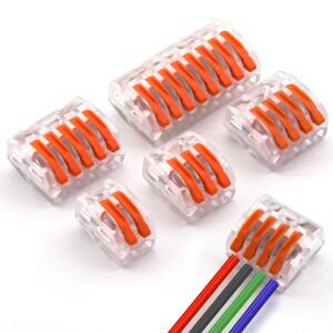 10PCS 레버 와이어 퀵 커넥터 2 3 4 5 포트 미니 고속 범용 컴팩트 도체 배선 푸시 인 터미널 블록 2-8 핀