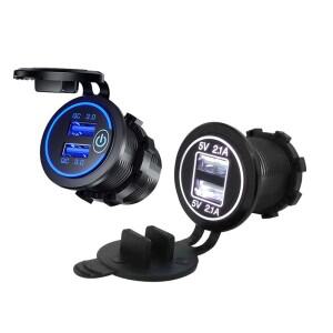 USB 3.0 빠른 충전 소켓 12V ~ 5V 12-24V 오토바이 듀얼 커넥터 어댑터 콘센트 전원 조명 LED 램프