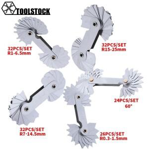 스테인레스 스틸 나사 피치 절단 게이지 도구 세트, 반경 산업용 측정, 샘플 R 24 개, 26 32 개세트