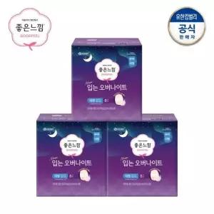 좋은느낌 오리지널 입는오버나이트 생리대 중형 대형 8매 x 3팩
