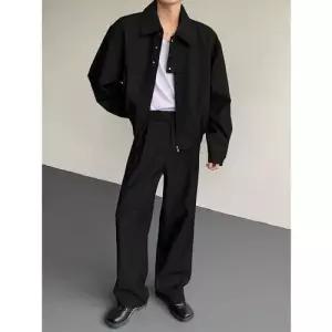 남사친 봄 캐주얼 투피스 댄디 카디건 브이넥 데님라이크 칼라 자켓 긴바지 세트 기본 집업 M스포1