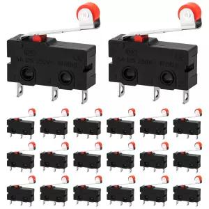 Ransanx 20PCS 마이크로 리미트 스위치 KW12-3 AC 250V 5A SPDT 1NO 1NC 스냅 액션 롤러 레버 암 3D